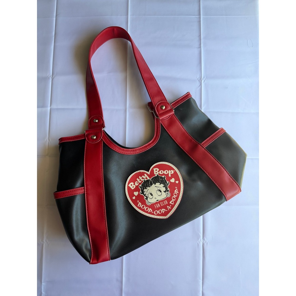 Fleischer Studios Y2K Betty Boop Bag Medium Black Red Heart Patch Shoulder Bag